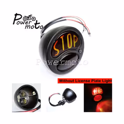 STOP LED Replica Motorcycle Taillights Cafe Racer Stop Brake Lamp License - 668 black bulb