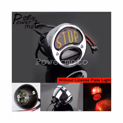STOP LED Replica Motorcycle Taillights Cafe Racer Stop Brake Lamp License - 668 chrome bulb