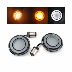 2Pcs 2'' Motorcycle LED Turn Signal Light Front Rear Brake Tail Light - Front Yellow White