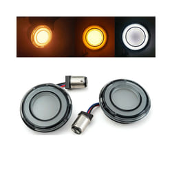 2Pcs 2'' Motorcycle LED Turn Signal Light Front Rear Brake Tail Light - Front Yellow White