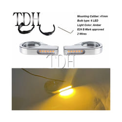 LED Turn Signal Lignt Blinker Indicator Amber Flashing For Harley Dyna - A chrome clear