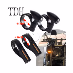 LED Turn Signal Lignt Blinker Indicator Amber Flashing For Harley Dyna - A chrome clear