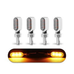 8mm Mini Led Motorcycle Turn Signal Light Lamp Indicators Blinker Amber - 4 Pcs Silver