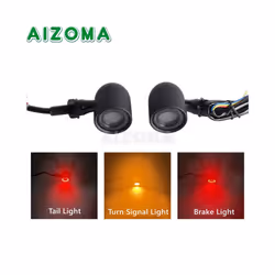 10mm Motorcycle Smoke Lens Red Amber LED Turn Signal Light Bullet Flashing - 1351 Black
