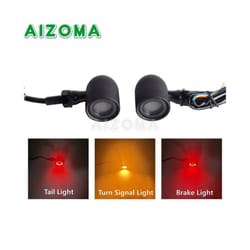 10mm Motorcycle Smoke Lens Red Amber LED Turn Signal Light Bullet Flashing - 1351 Black