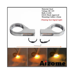 Universal 41mm Fork Tubes Bullet LED Turn Signals Lights For Harley Chopper - C Chrome Clear Lens