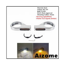 Universal 41mm Fork Tubes Bullet LED Turn Signals Lights For Harley Chopper - B Chrome Smoke Lens
