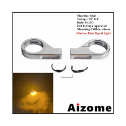 Universal 41mm Fork Tubes Bullet LED Turn Signals Lights For Harley Chopper - A  Chrome Clear Lens