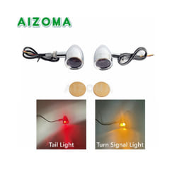 10mm Motorcycle Smoke Lens Red Amber LED Turn Signal Light Bullet Flashing - 1349 Chrome