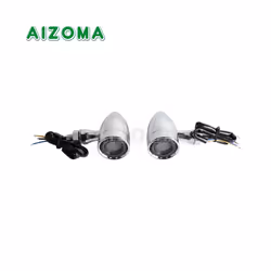 10mm Motorcycle Smoke Lens Red Amber LED Turn Signal Light Bullet Flashing - 1349 Chrome