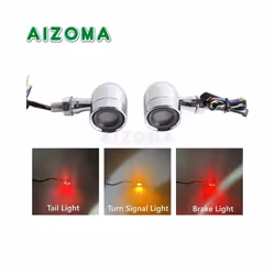 10mm Motorcycle Smoke Lens Red Amber LED Turn Signal Light Bullet Flashing - 1351 Chrome