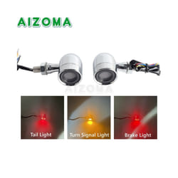 10mm Motorcycle Smoke Lens Red Amber LED Turn Signal Light Bullet Flashing - 1351 Chrome