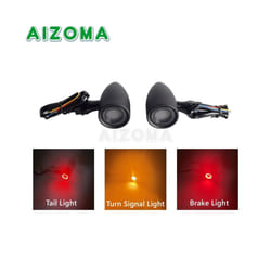 10mm Motorcycle Smoke Lens Red Amber LED Turn Signal Light Bullet Flashing - 1350 Black