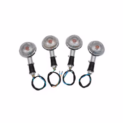 Mototcycle Chrome Case Clear Lens Amber Light 12V Turn Signal Lights Universal - 4pc