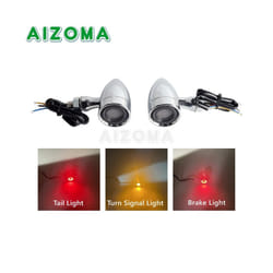 10mm Motorcycle Smoke Lens Red Amber LED Turn Signal Light Bullet Flashing - 1350 Chrome