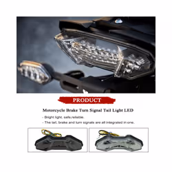 Motorcycle LED Turn Signals Integrated Tail Light Rear Brake Taillight - Smoke