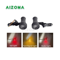 10mm Motorcycle Smoke Lens Red Amber LED Turn Signal Light Bullet Flashing - 1352 Black