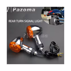Motorcycles Front & Rear Turn Signal Indicator Lamp Amber Bullet Blinkers - 1Pair Rear