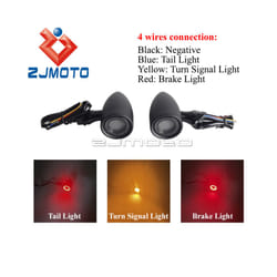 10mm Screw Aluminum Amber & Red Motorcycle Turn Signal Light Indicators - 1350 Black