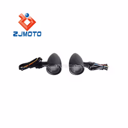 10mm Screw Aluminum Amber & Red Motorcycle Turn Signal Light Indicators - 1350 Black
