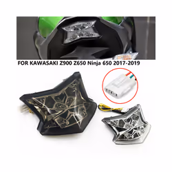 Motorcycle LED Tail Light Turn Signals Lamp Brake Integrated For Kawasaki - Smoke
