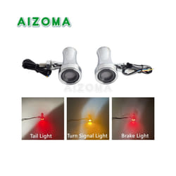 10mm Motorcycle Smoke Lens Red Amber LED Turn Signal Light Bullet Flashing - 1352 Chrome