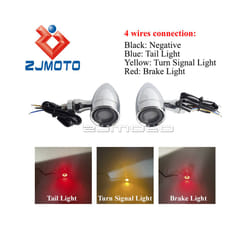 10mm Screw Aluminum Amber & Red Motorcycle Turn Signal Light Indicators - 1350 Chrome