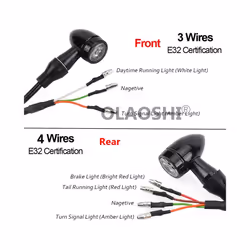 Universal E-mark 3 in 1 Rear Brake Taillight Micro Blinker Winker Lamp - 4 wires