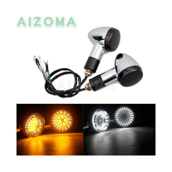 Front/Rear Motorcycle 3 in 1 Turn Signal LED Brake Indicator Lights w/ - 2pcs Front Light