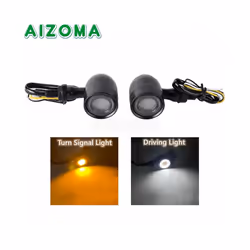 10mm Motorcycle Smoke Lens Red Amber LED Turn Signal Light Bullet Flashing - 4646 Black