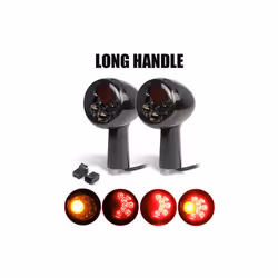 Aluminum bullet LED Motorcycle rear turn signal DRL Brake tail Light flash - Long Handle
