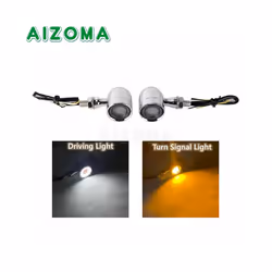 10mm Motorcycle Smoke Lens Red Amber LED Turn Signal Light Bullet Flashing - 4646 Chrome