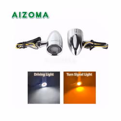 10mm Motorcycle Smoke Lens Red Amber LED Turn Signal Light Bullet Flashing - 4647 Chrome