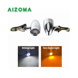 10mm Motorcycle Smoke Lens Red Amber LED Turn Signal Light Bullet Flashing - 4647 Chrome