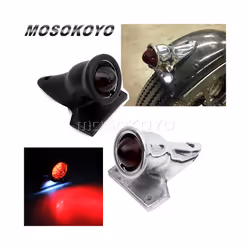 Retro Motorcycle Taillight W/ License Plate Light Grill Tail Brake Stop - Polish