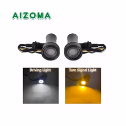 10mm Motorcycle Smoke Lens Red Amber LED Turn Signal Light Bullet Flashing - 4645 Black