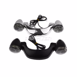 Motorcycle LED Rear Turn Signal Brake Light Bar Smoke/Amber Lens Black/Chrome - B Turn Signal Light