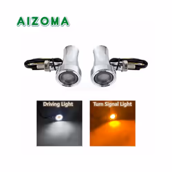 10mm Motorcycle Smoke Lens Red Amber LED Turn Signal Light Bullet Flashing - 4645 Chrome