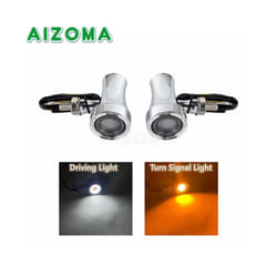 10mm Motorcycle Smoke Lens Red Amber LED Turn Signal Light Bullet Flashing - 4645 Chrome
