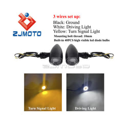 10mm Screw Aluminum Amber & Red Motorcycle Turn Signal Light Indicators - 4647 Black