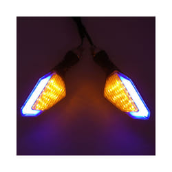 Pair Motorcycle LED Turn Signal Lamps Left Right Signals Daytime Running - B