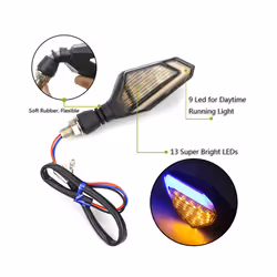 Pair Motorcycle LED Turn Signal Lamps Left Right Signals Daytime Running - A
