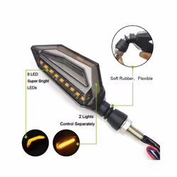 Pair Motorcycle LED Turn Signal Lights Amber Lamp Left Right Signals Indicators - C