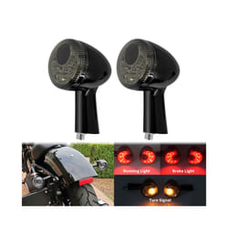 Motorcycle LED Amber Rear Turn Signal Brake Lights Indicator Black/Chrome - Turn Signals Light A