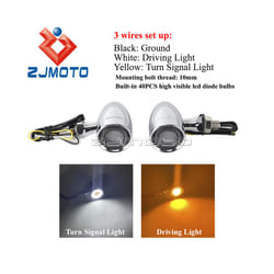 10mm Screw Aluminum Amber & Red Motorcycle Turn Signal Light Indicators - 4647 Chrome