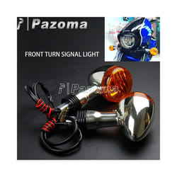 Motorcycles Front & Rear Turn Signal Indicator Lamp Amber Bullet Blinkers - 1Pair Front