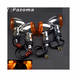 Motorcycles Front & Rear Turn Signal Indicator Lamp Amber Bullet Blinkers - 1Pair Front