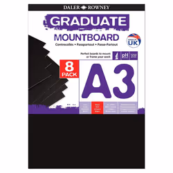 Daler Rowney Black A3 Graduate Mountboard (Pack of 8),329308012