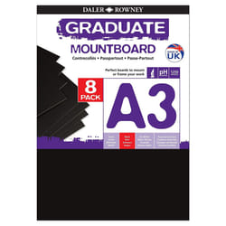 Daler Rowney Black A3 Graduate Mountboard (Pack of 8),329308012
