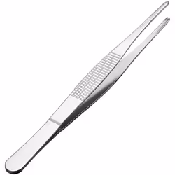 sourcingmap 1 Pcs 6.3-Inch Stainless Steel Straight Blunt Tweezers with Serrated Tip Daily Garden Tool